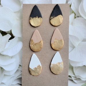 Teardrop Clay Earring Stud Trio *The Caroline*
